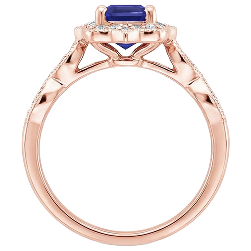 Blauer Saphir-Aus der Erde Abgebauter Natürlicher Diamantring im antiken Stil 3 Karat Edelstein