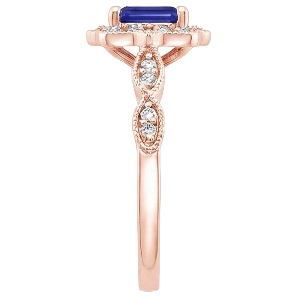 Blauer Saphir-Aus der Erde Abgebauter Natürlicher Diamantring im antiken Stil 3 Karat Edelstein