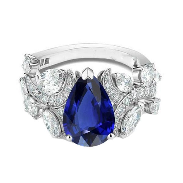 Blauer Saphir-Diamant-Cocktailring