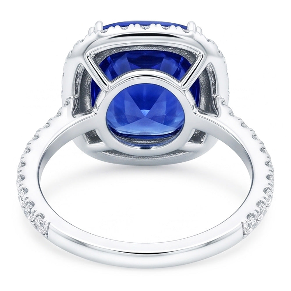 Blauer Saphir Doppel Halo Ring Gold 14K Natürlicher Diamant ( nicht im Labor gezüchtet )schmuck 5 Karat