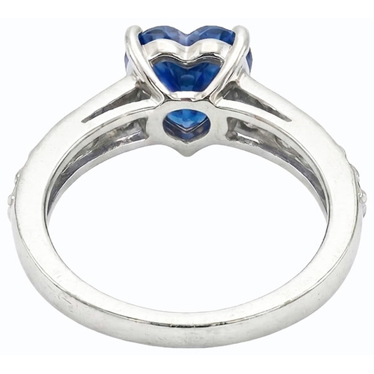 Blauer Saphir Edelstein Ring Herzschliff 3,50 Karat Krappenset Schmuck