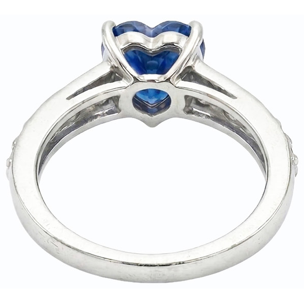 Blauer Saphir Edelstein Ring Herzschliff 3,50 Karat Krappenset Schmuck
