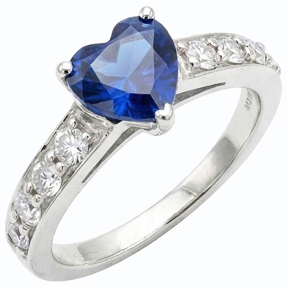 Blauer Saphir Edelstein Ring Herzschliff 3,50 Karat Krappenset Schmuck