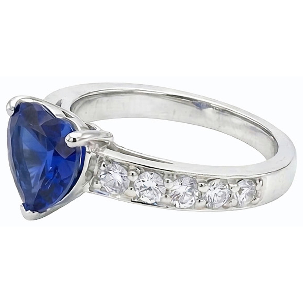 Blauer Saphir Edelstein Ring Herzschliff 3,50 Karat Krappenset Schmuck