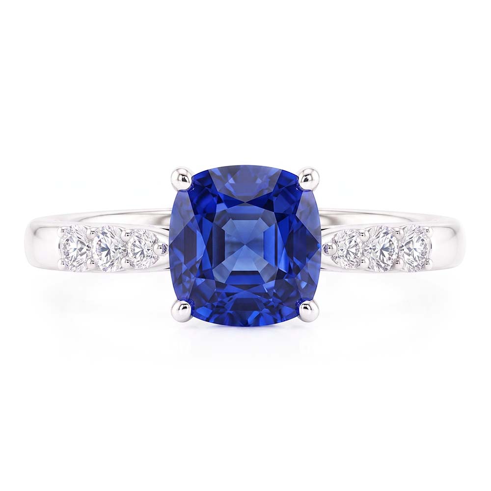 Blauer Saphir Edelstein Ring Weißgold 14K Natürlicher Diamant ( nicht im Labor gezüchtet )en 2,50 Karat