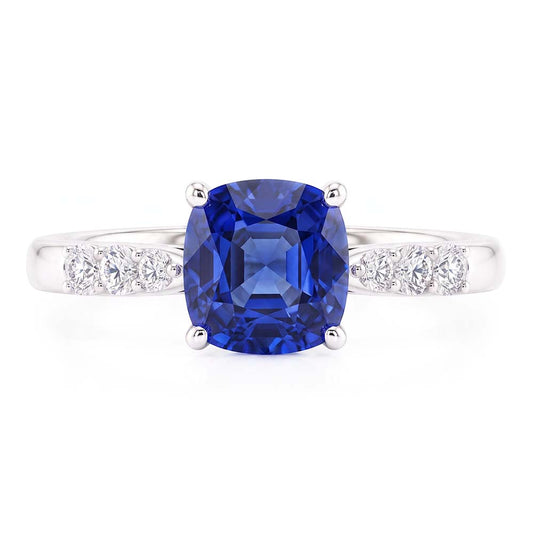 Blauer Saphir Edelstein Ring Weißgold 14K Natürlicher Diamant ( nicht im Labor gezüchtet )en 2,50 Karat