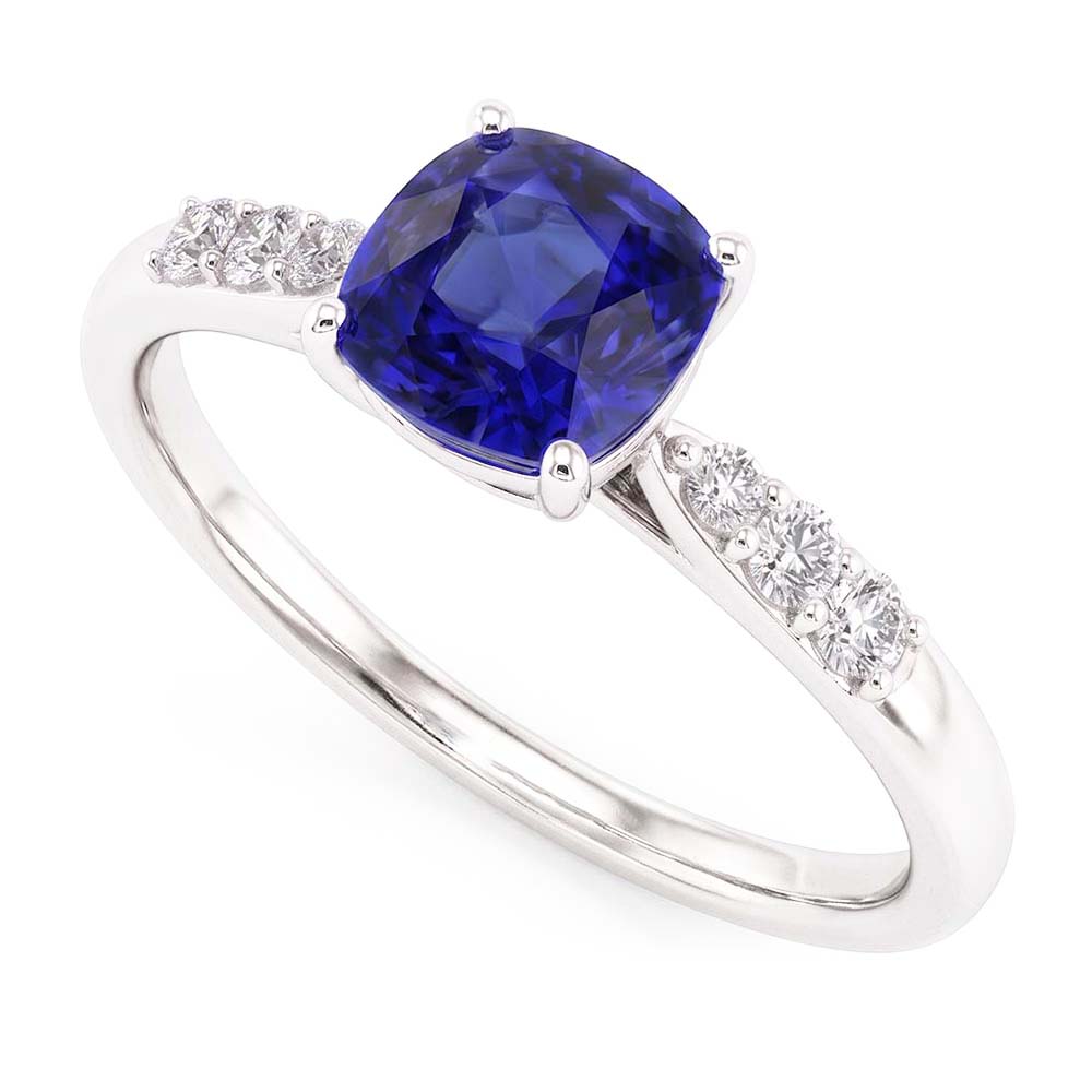 Blauer Saphir Edelstein Ring Weißgold 14K Natürlicher Diamant ( nicht im Labor gezüchtet )en 2,50 Karat