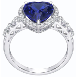 Blauer Saphir Halo Herzschliff Ring & runde Natürlicher Diamant ( nicht im Labor gezüchtet )en 3,50 Karat