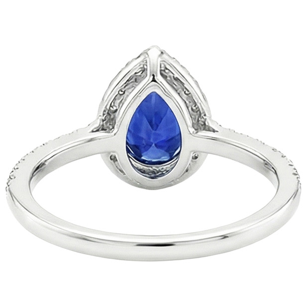 Blauer Saphir Halo Verlobungsring Weißgold Akzente 5,50 Karat