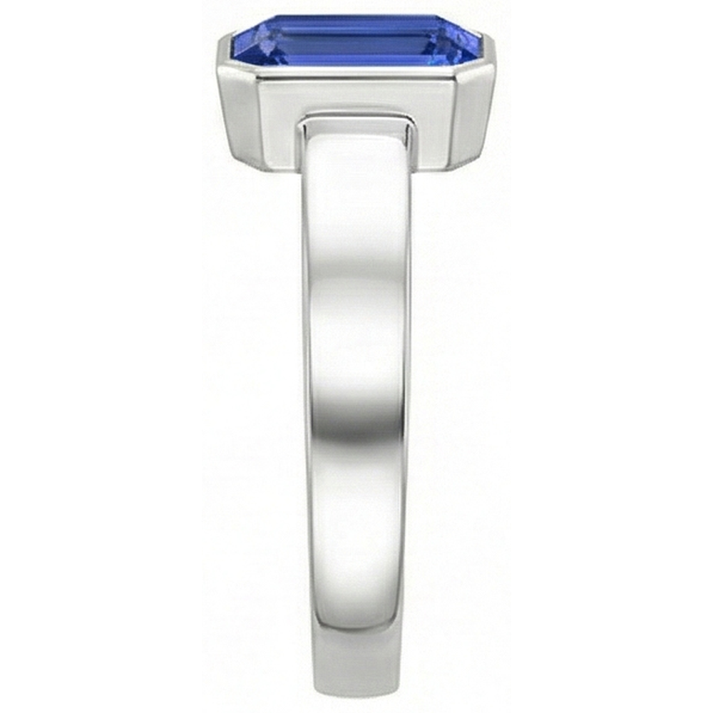 Blauer Saphir Herrenring Solitär Lünette Set Smaragd Dicker Schaft