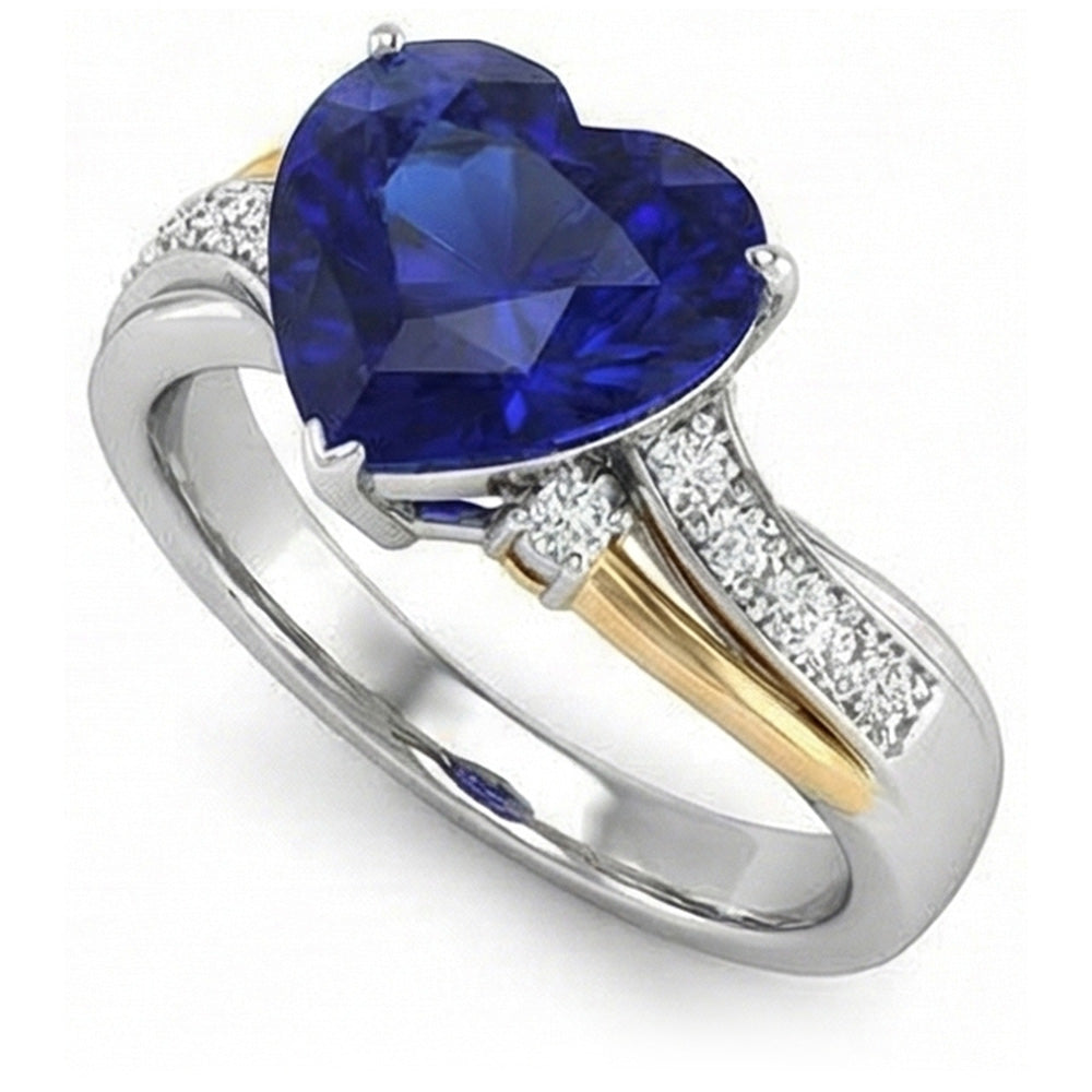 Blauer Saphir-Jubiläums-Herz-Natürlicher Diamant ( nicht im Labor gezüchtet )-Ring 3 Karat Damenschmuck