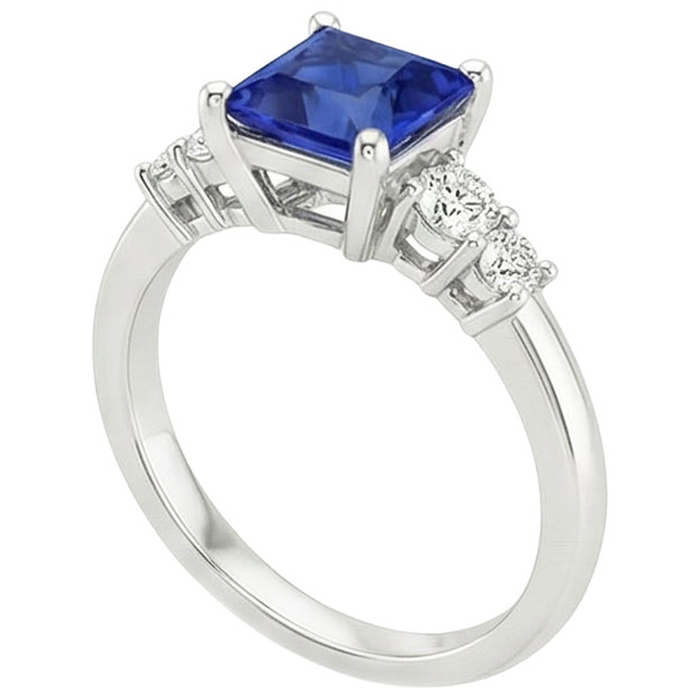 Blauer Saphir-Jubiläumsring Princess Cut Five Stone 5,50 Karat