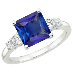 Blauer Saphir-Jubiläumsring Princess Cut Five Stone 5,50 Karat