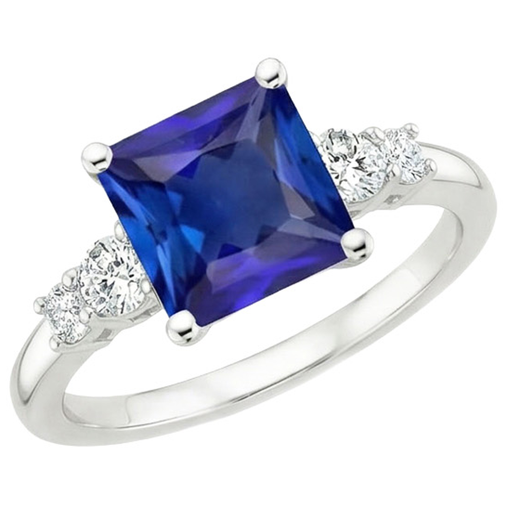 Blauer Saphir-Jubiläumsring Princess Cut Five Stone 5,50 Karat