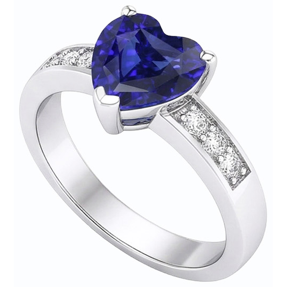 Blauer Saphir Natürlicher Diamant ( nicht im Labor gezüchtet )ring Herzschliff Edelstein Gold 14K 2,50 Karat