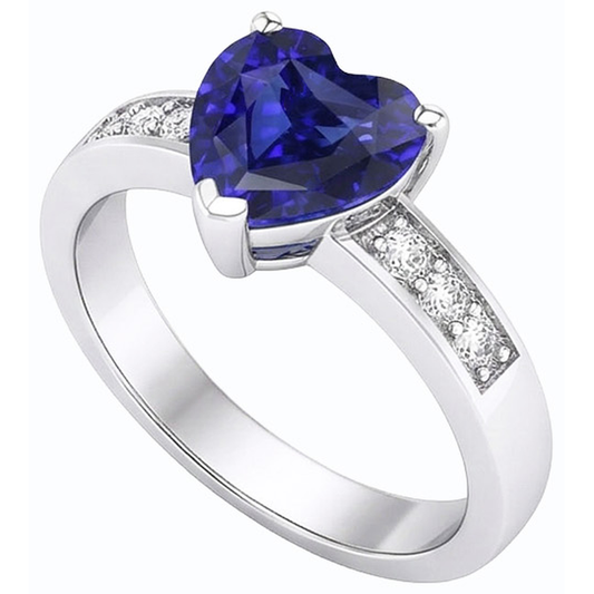 Blauer Saphir Natürlicher Diamant ( nicht im Labor gezüchtet )ring Herzschliff Edelstein Gold 14K 2,50 Karat