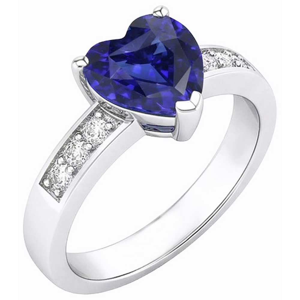 Blauer Saphir Natürlicher Diamant ( nicht im Labor gezüchtet )ring Herzschliff Edelstein Gold 14K 2,50 Karat
