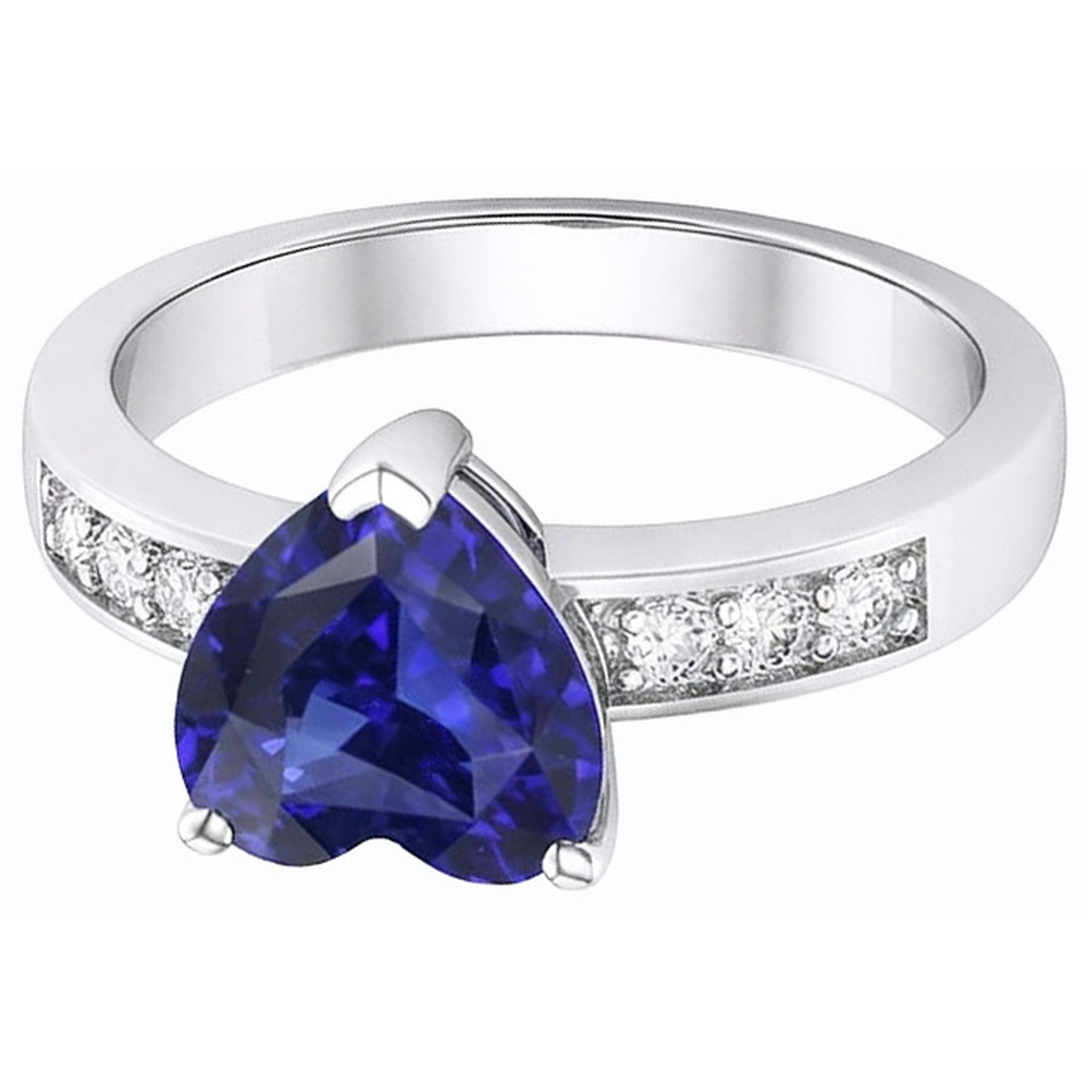 Blauer Saphir Natürlicher Diamant ( nicht im Labor gezüchtet )ring Herzschliff Edelstein Gold 14K 2,50 Karat