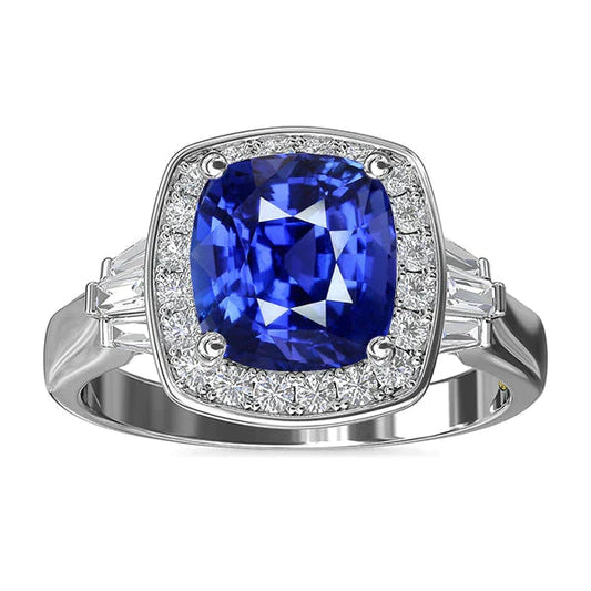 Blauer Saphir-Schmuck und Diamant-Ring