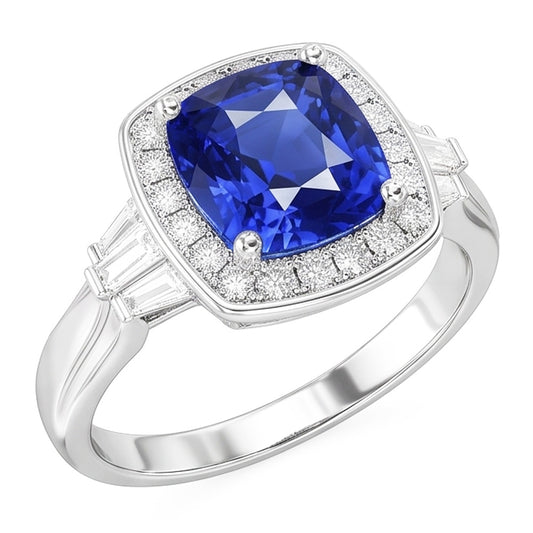 Blauer Saphir-Schmuck und Natürlicher Diamant ( nicht im Labor gezüchtet )-Ring