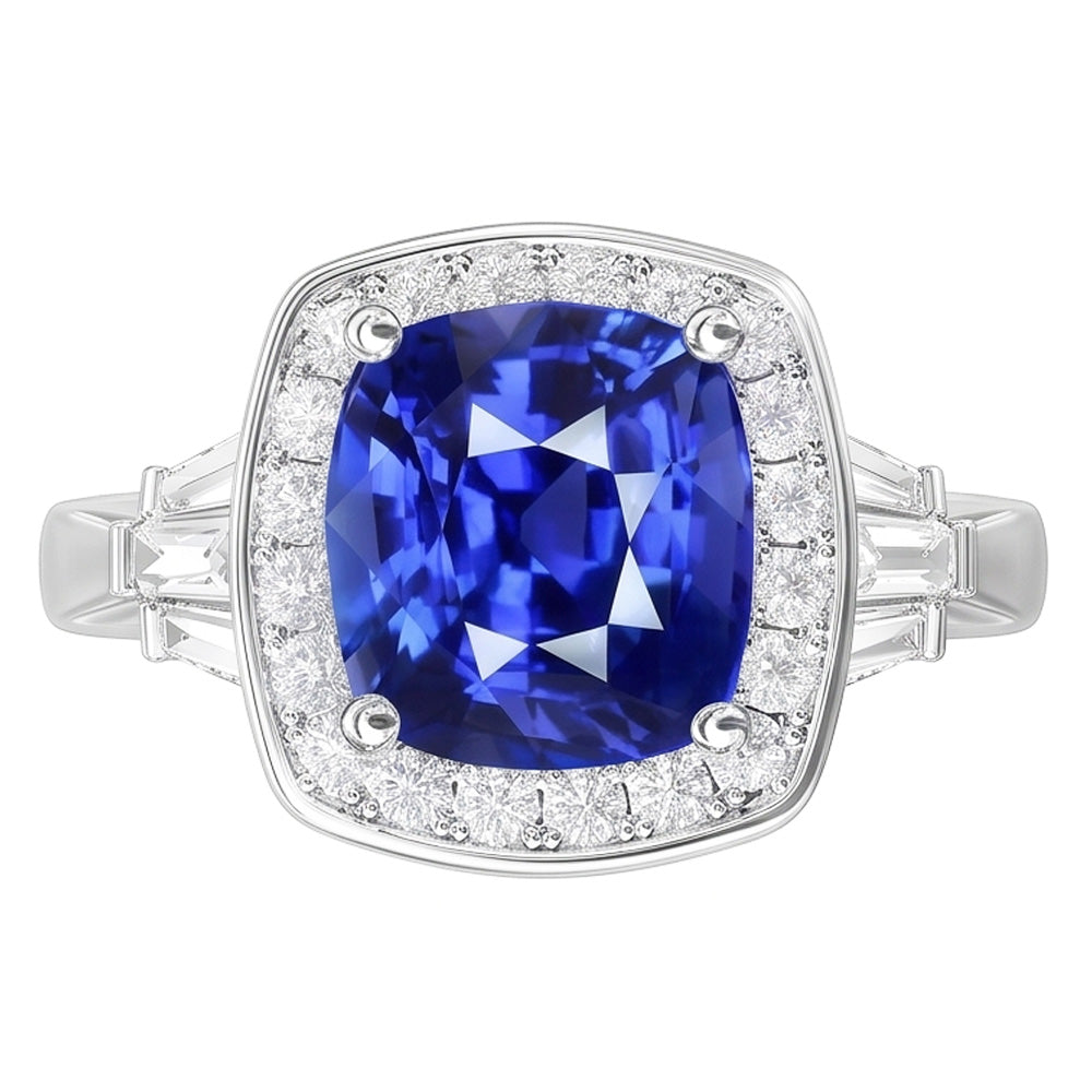 Blauer Saphir-Schmuck und Natürlicher Diamant ( nicht im Labor gezüchtet )-Ring