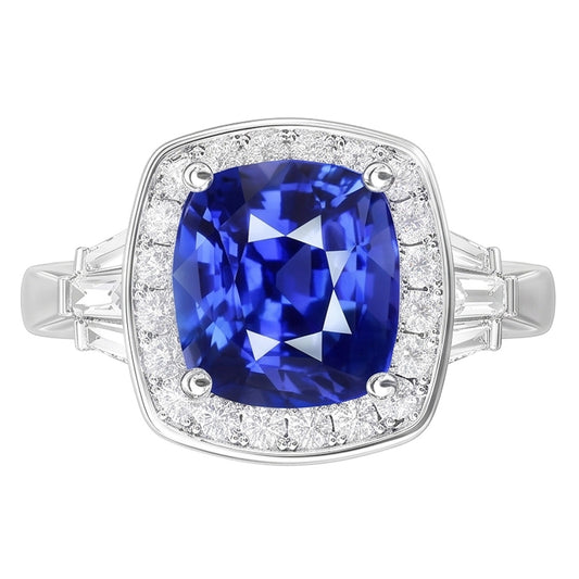 Blauer Saphir-Schmuck und Natürlicher Diamant ( nicht im Labor gezüchtet )-Ring