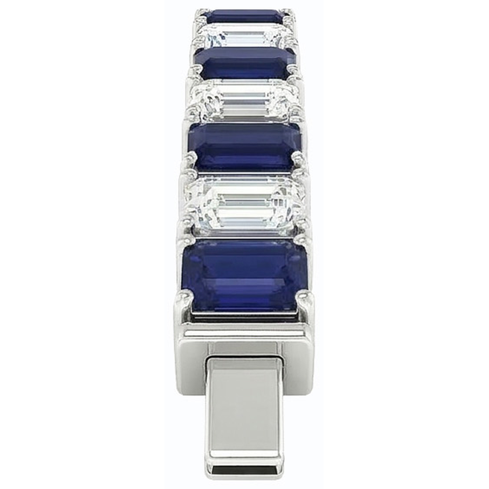 Blauer Saphir Smaragdschliff Tennisarmband 12 Karat Schmuck Neu