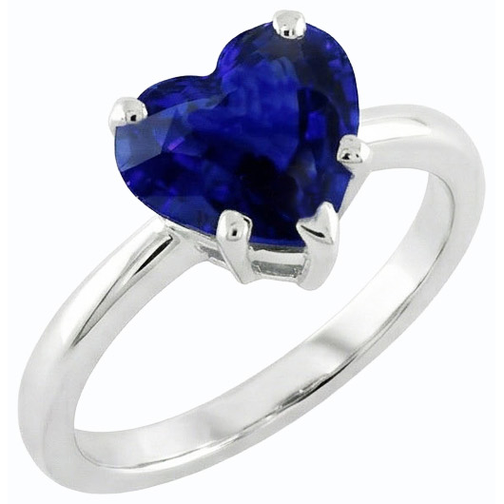 Blauer Saphir Solitaire Herzförmiger Ring 2 Karat 14K Gold
