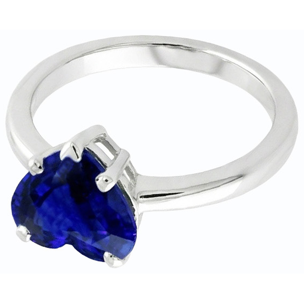 Blauer Saphir Solitaire Herzförmiger Ring 2 Karat 14K Gold