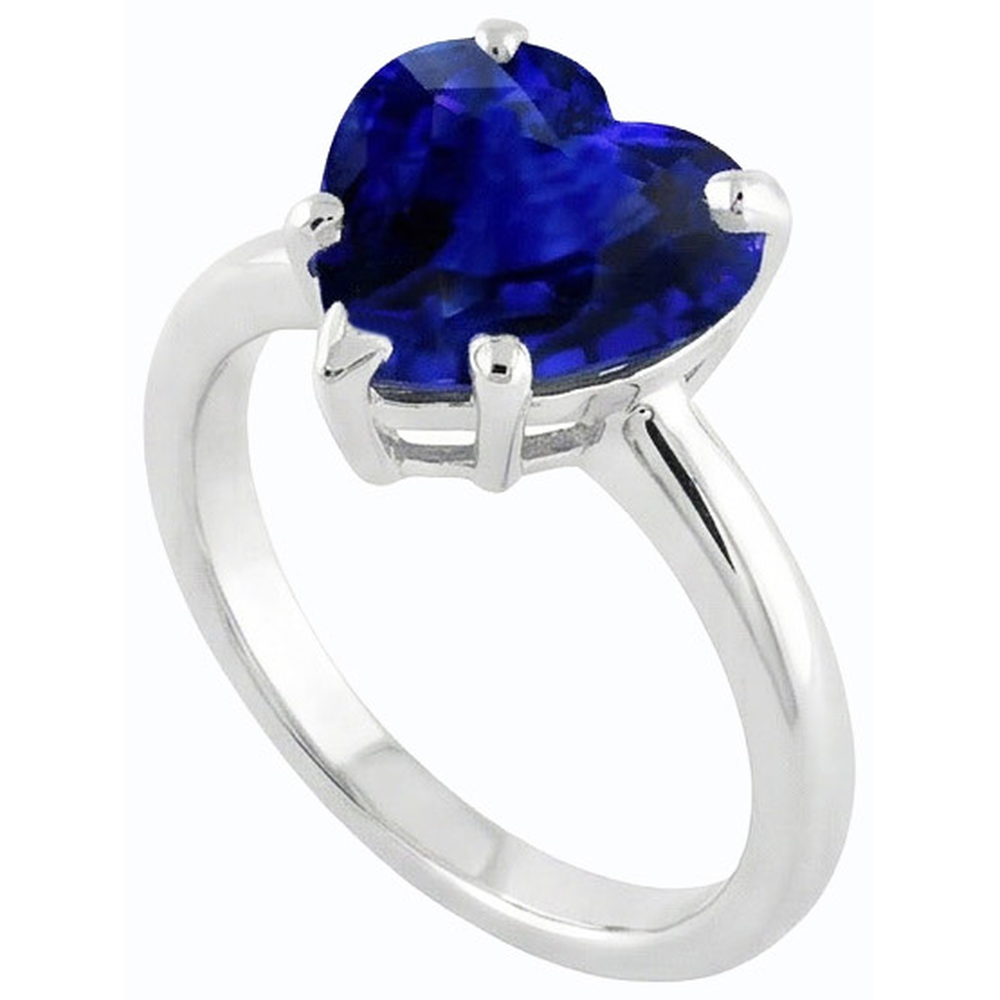 Blauer Saphir Solitaire Herzförmiger Ring 2 Karat 14K Gold