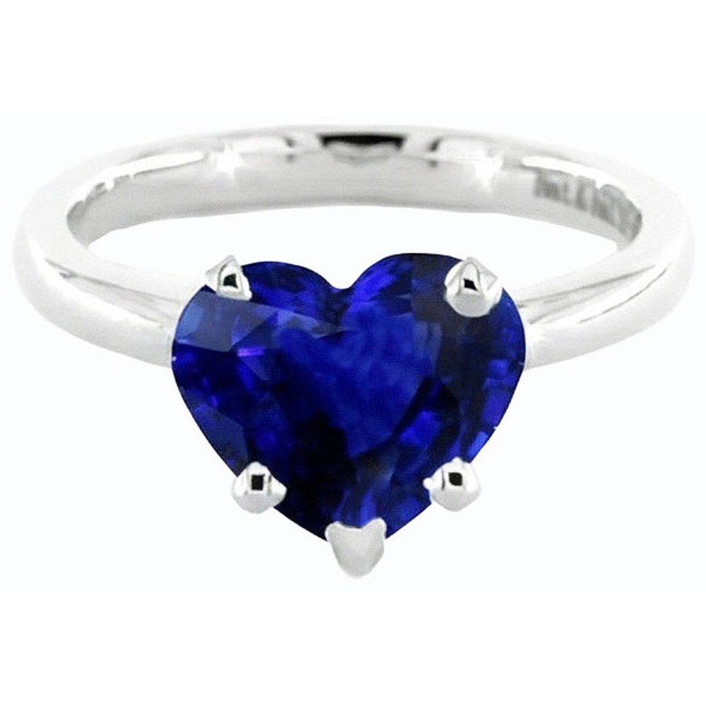 Blauer Saphir Solitaire Herzförmiger Ring 2 Karat 14K Gold