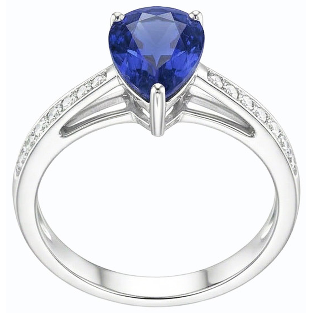 Blauer Saphir Solitaire Ring & Pave Set Natürlicher Diamant ( nicht im Labor gezüchtet )akzente 2,50 Karat