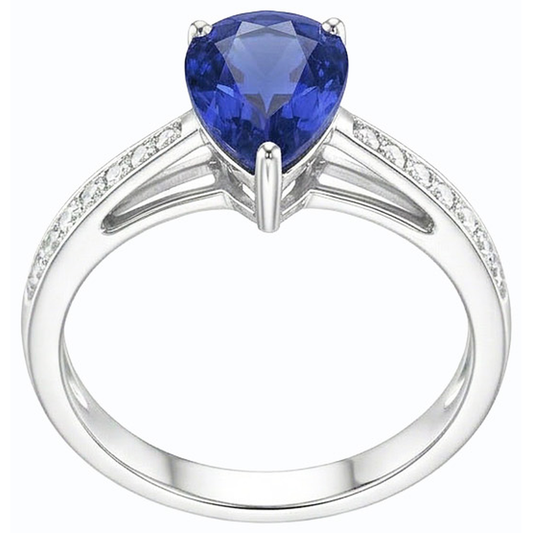 Blauer Saphir Solitaire Ring & Pave Set Natürlicher Diamant ( nicht im Labor gezüchtet )akzente 2,50 Karat