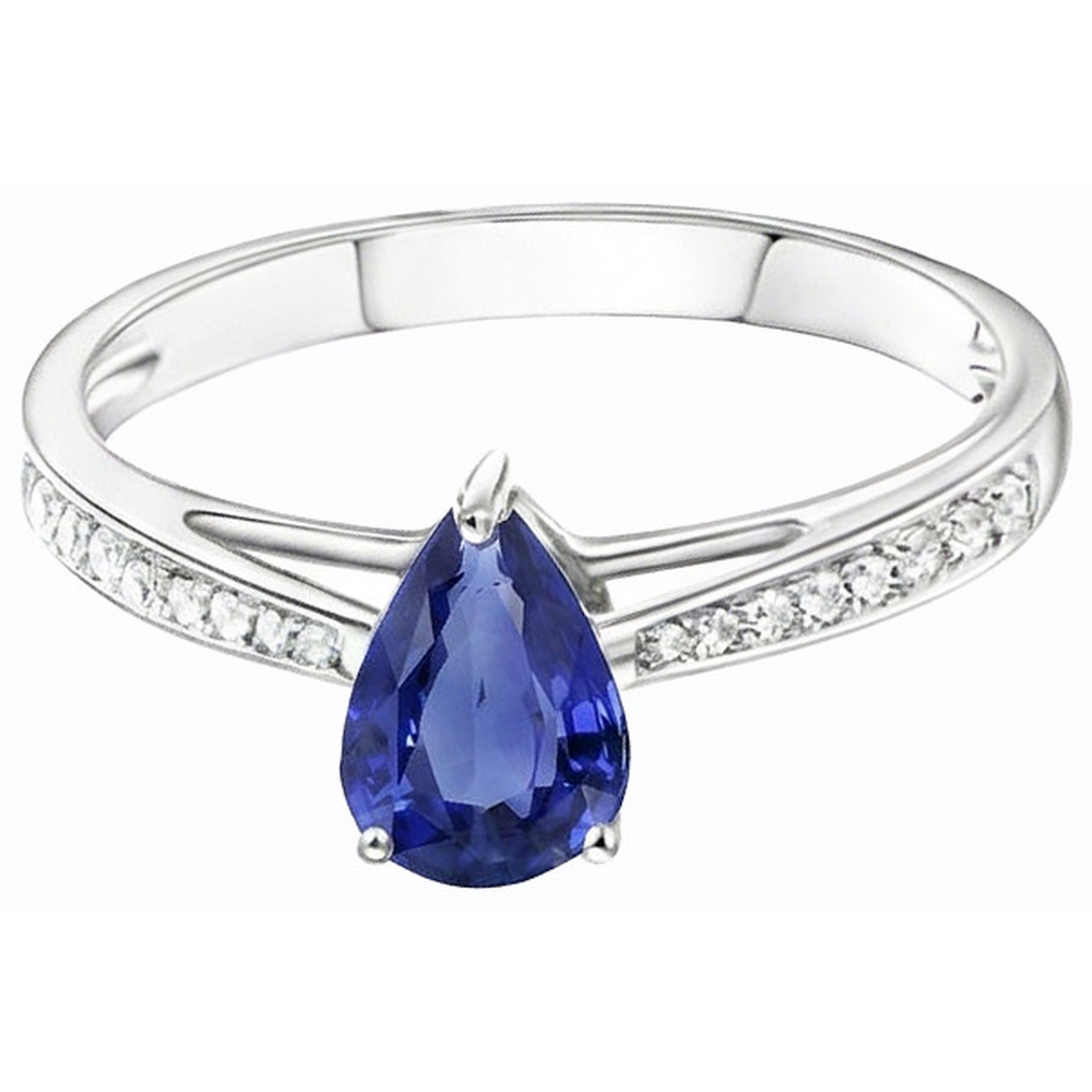 Blauer Saphir Solitaire Ring & Pave Set Natürlicher Diamant ( nicht im Labor gezüchtet )akzente 2,50 Karat