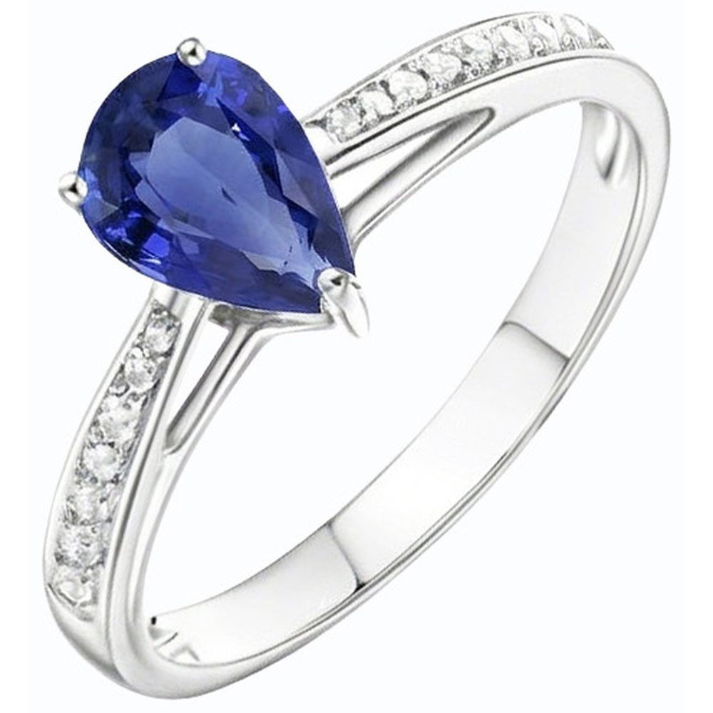 Blauer Saphir Solitaire Ring & Pave Set Natürlicher Diamant ( nicht im Labor gezüchtet )akzente 2,50 Karat