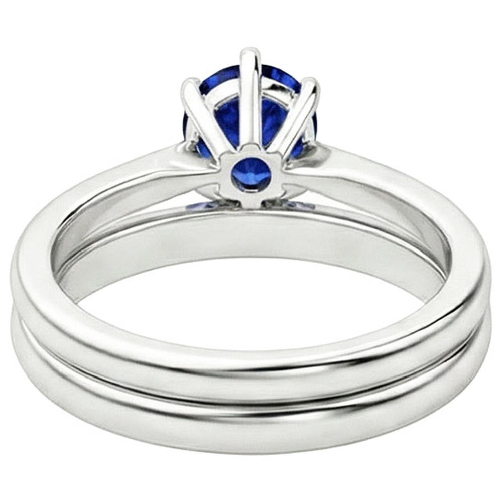 Blauer Saphir Trauring Set Solitär Birnenschliff Sri Lanka 2 Karat