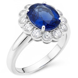 Blauer Saphir Und Aus der Erde Abgebauter Natürlicher Diamant Verlobungs Ring