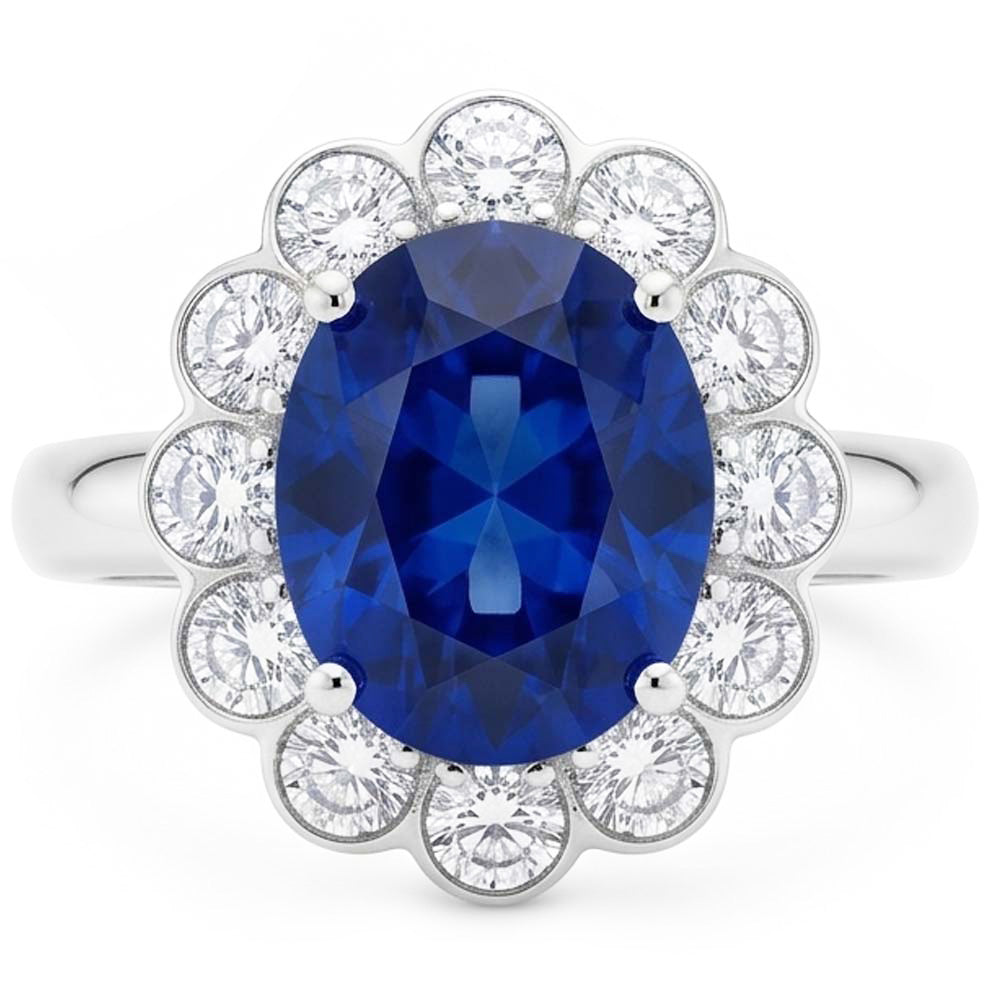 Blauer Saphir Und Aus der Erde Abgebauter Natürlicher Diamant Verlobungs Ring