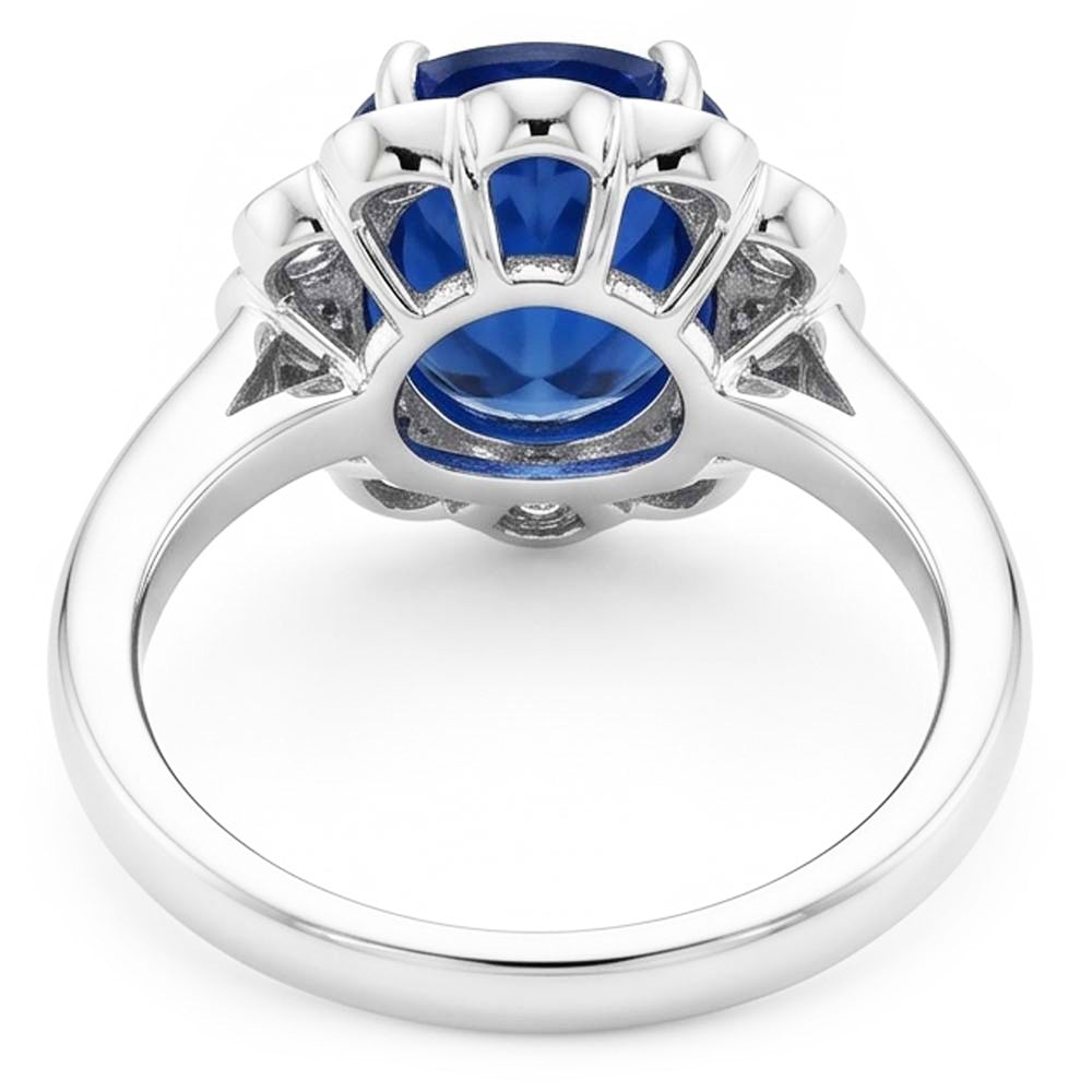 Blauer Saphir Und Aus der Erde Abgebauter Natürlicher Diamant Verlobungs Ring