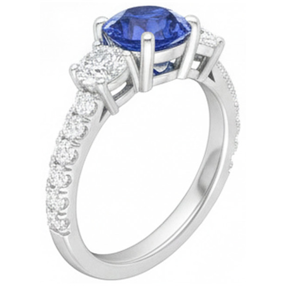 Blauer Saphir-Verlobungsring 4,50 Karat Runde Aus der Erde Abgebauter Natürlicher Diamanten im Brillantschliff