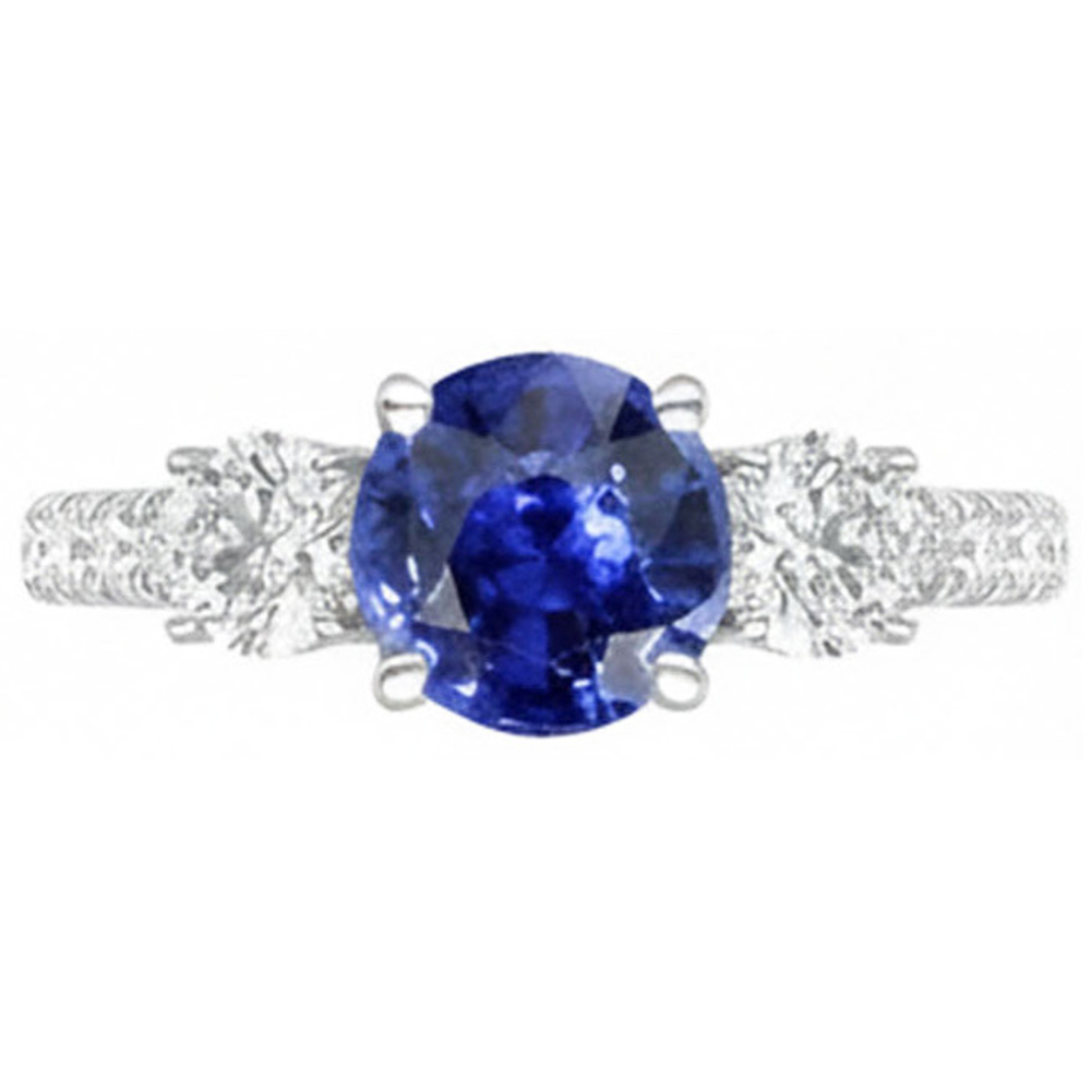 Blauer Saphir-Verlobungsring 4,50 Karat Runde Aus der Erde Abgebauter Natürlicher Diamanten im Brillantschliff