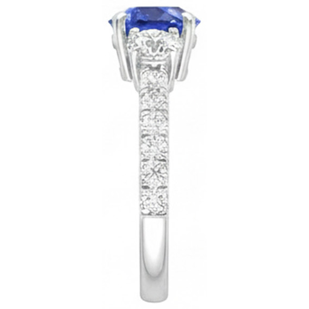 Blauer Saphir-Verlobungsring 4,50 Karat Runde Aus der Erde Abgebauter Natürlicher Diamanten im Brillantschliff