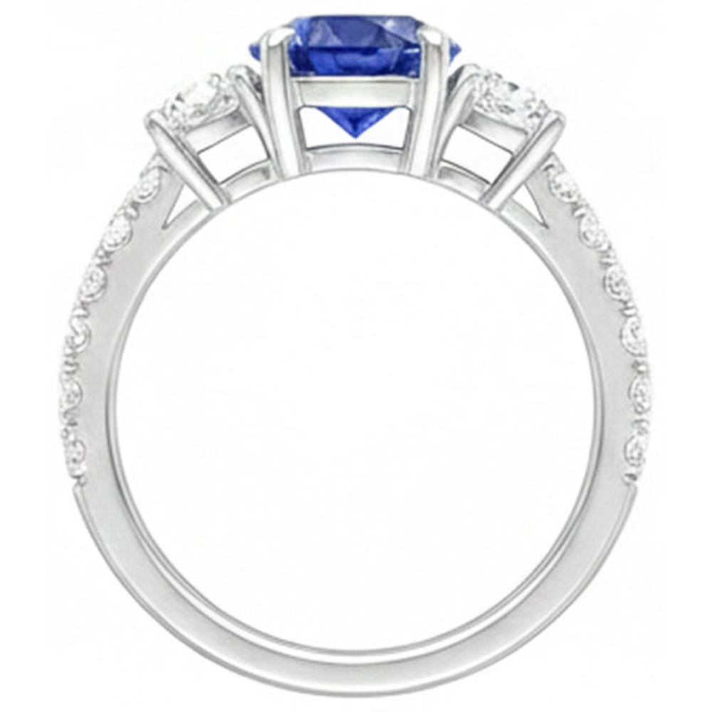 Blauer Saphir-Verlobungsring 4,50 Karat Runde Aus der Erde Abgebauter Natürlicher Diamanten im Brillantschliff