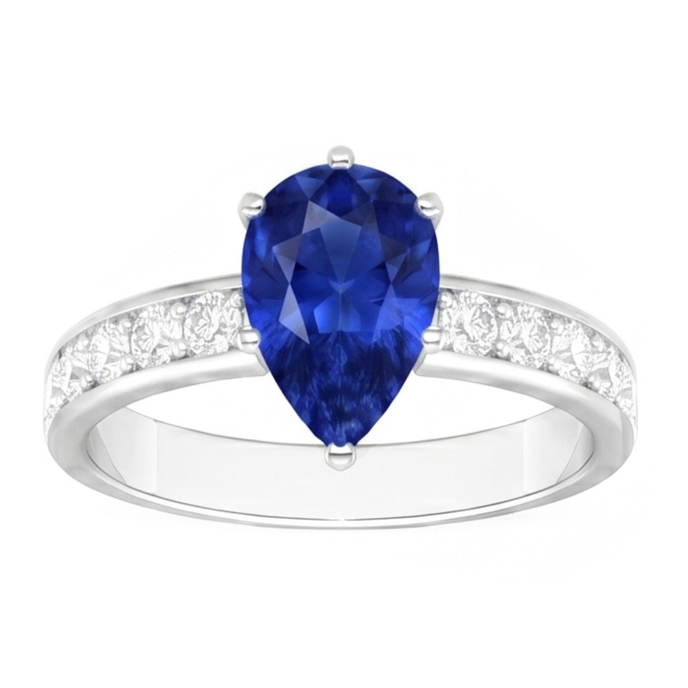 Blauer Saphir-Verlobungsring Kanalset Natürlicher Diamant ( nicht im Labor gezüchtet )akzente 3,50 Karat