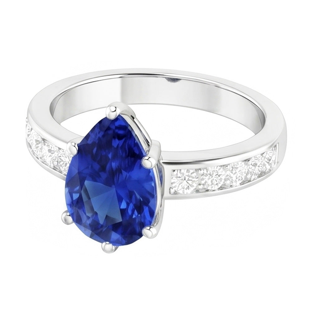 Blauer Saphir-Verlobungsring Kanalset Natürlicher Diamant ( nicht im Labor gezüchtet )akzente 3,50 Karat