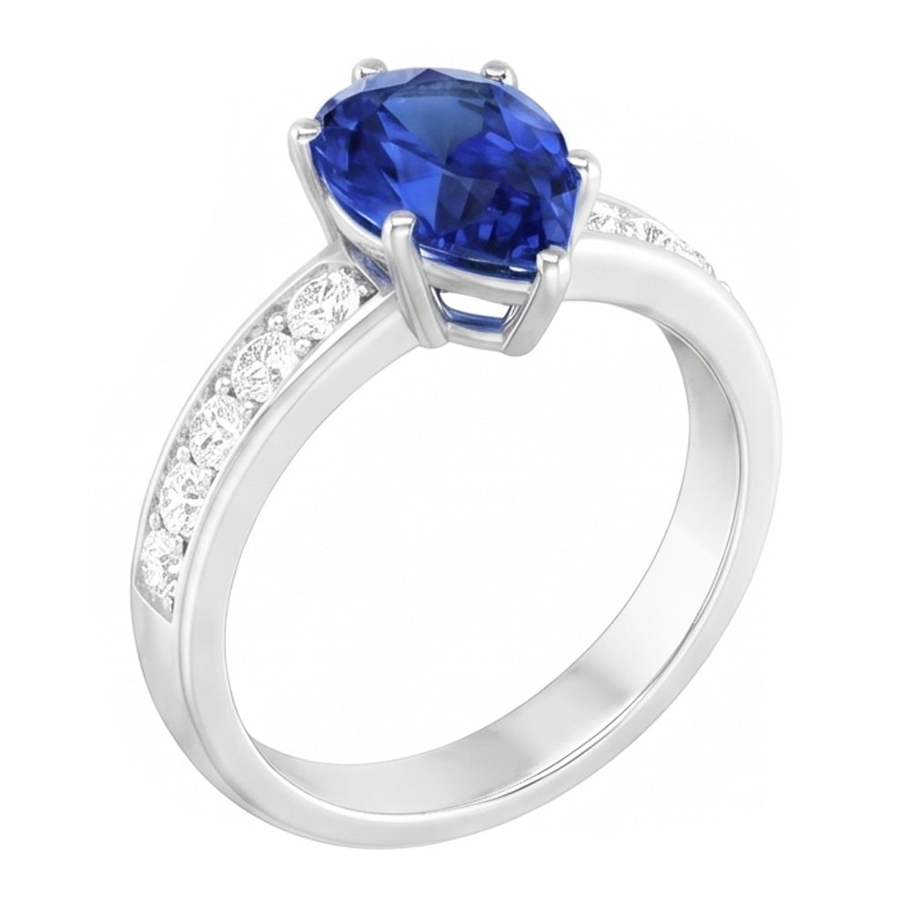 Blauer Saphir-Verlobungsring Kanalset Natürlicher Diamant ( nicht im Labor gezüchtet )akzente 3,50 Karat