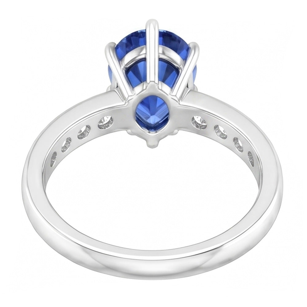 Blauer Saphir-Verlobungsring Kanalset Natürlicher Diamant ( nicht im Labor gezüchtet )akzente 3,50 Karat