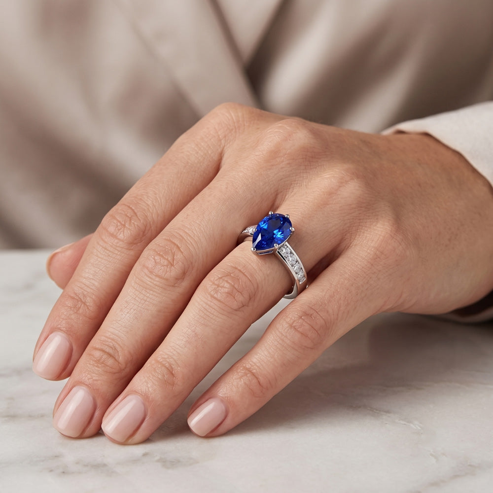 Blauer Saphir-Verlobungsring Kanalset Natürlicher Diamant ( nicht im Labor gezüchtet )akzente 3,50 Karat