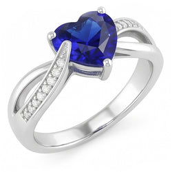 Blauer Saphir-Verlobungsring & Natürlicher Diamant ( nicht im Labor gezüchtet )en 2 Karat Gold