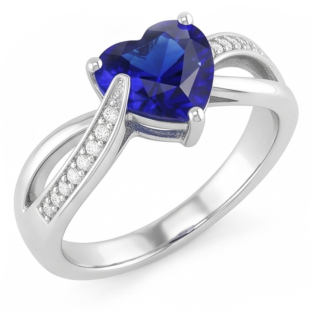 Blauer Saphir-Verlobungsring & Natürlicher Diamant ( nicht im Labor gezüchtet )en 2 Karat Gold